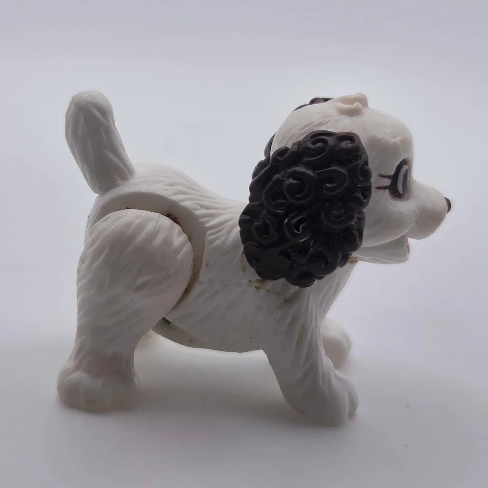 Vintage Dolly Pocket Magnetic White Spaniel Dog Figure Poseable Mini Pet